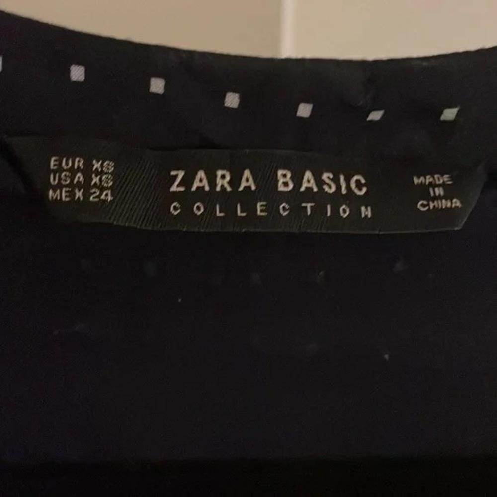 Zara Basic Polka Dot Blouse Long Sleeve Button Down Shirt XS - Picture 3 of 5